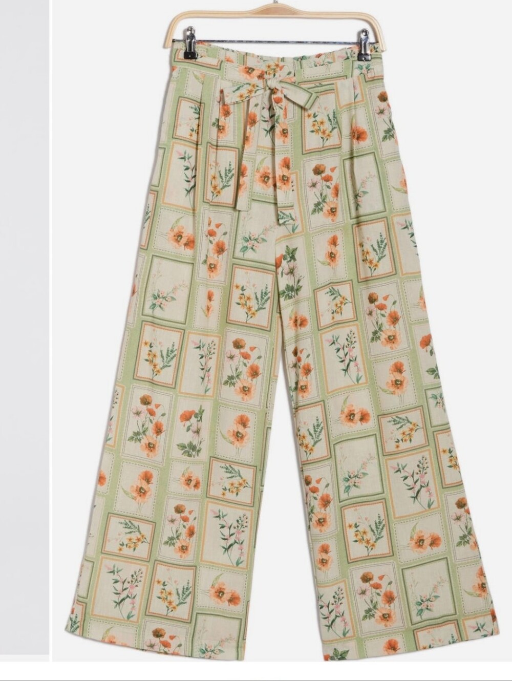 DR2 Sage Green Floral Patchwork Wide-Leg Pants SZ XL